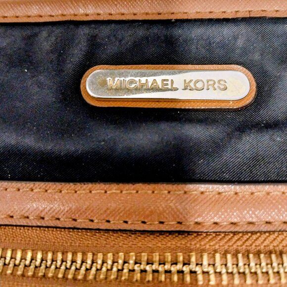 Michael Kors Crossbody Handbag Kempton Black & Brown Nylon & Leather Trim - Picture 2 of 11